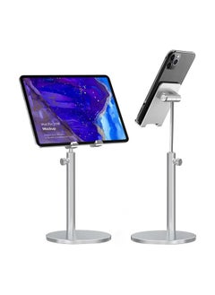 Buy Cell Phone Stand, Height Angle Adjustment Phone Holder, Detachable Rotating Aluminum Desktop Mobile Stand Compatible with All Phones iPhone 14/13Pro/Pro Max, Samsung Galaxy, iPad | Silver in UAE