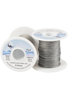 اشتري Fishing Steel Wire line 50 Meters 70LB 0.8mm Stainless Steel Leader Wire 7x7 49 Strands Trace Coating Wire Leader Coating Jigging Wire Lead Fish Fishing Wire في الامارات