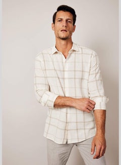 Buy Man Polo Neck Woven Long Sleeve Shirt in UAE
