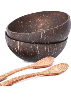 اشتري Natural Coconut Bowls and Spoons Acai Smoothie Bowl Noodle Ramen Eco Friendly Sustainable Lightweight Durable Easy Clean 2 Set في الامارات