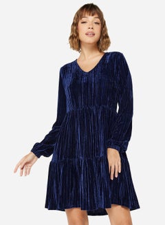 Buy Velvet Long Sleeve Mini Dress in UAE