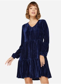 Buy Velvet Long Sleeve Mini Dress in UAE