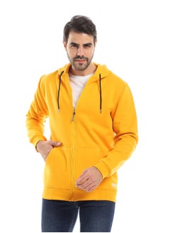 اشتري Plain Hooded Fully Zipped Sweatshirt With Long Sleeves - Yellow في مصر