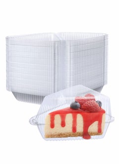 اشتري Transparent Cake Slice Containers Plastic with Lids 5“ Clear Medium Hinged Lid Cheesecake Container Disposable to Go Box for Restaurants Delivery Takeout 100 Pcs في الامارات