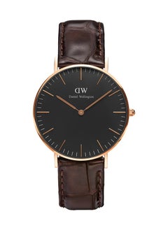 Buy Men's watch with dark brown Italian leather strap -40mm in Saudi Arabia