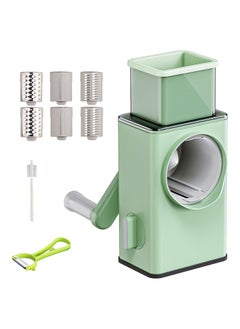 Buy Vegetable Shredder Round Mandoline Slicer, Grater, Salad Maker - Large Feed Port - Suction Base - Vegetable, Fruit, Cookie, OREO, Nuts (Green) in UAE