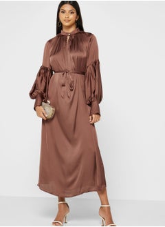 Buy Puff Sleeve Satin Dress in UAE