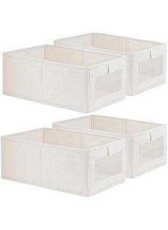 Buy 4 Pack Linen Storage Bins, Storage Containers for Organizing Clothing, Wardrobe Closet Organizers and Storage, Large Storage Boxes Baskets with Window (19-01) in UAE