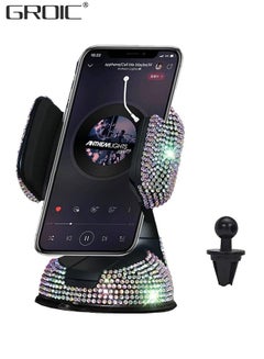 Buy Dashboard Phone Holder Bling Phone Mount for Car,Car phone holder Mount with One More Air Vent Base,Phone Holder Car Accessories,Universal Car Phone Holder Mount for Windshield and Air Vent,Multicolor in UAE