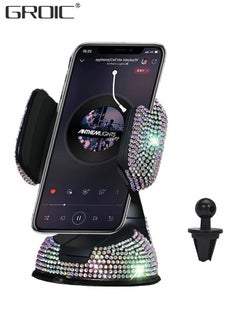 Buy Dashboard Phone Holder Bling Phone Mount for Car,Car phone holder Mount with One More Air Vent Base,Phone Holder Car Accessories,Universal Car Phone Holder Mount for Windshield and Air Vent,Multicolor in UAE