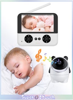 Buy Baby Monitor with Camera and Audio, 4.3 Inch Display, Night Vision, 2-Way Talk, Temperature Monitoring, Lullabies in Saudi Arabia