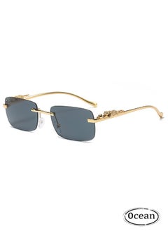 Buy Vintage Rimless Rectangle Sunglasses, Stylish Cheetah Metal Head Sunglasses, Metal Rimless Square Sunglasses for Women and Men in UAE