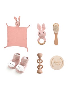 Buy Baby Gift Set for Newborn, Baby Shower Gifts for Boys & Girls - 6 PCS Newborn Baby Essentials Baby Bath Set with Baby Blanket Baby Rattle - New Born Baby Girls Gift & Baby Boy Gifts in Saudi Arabia