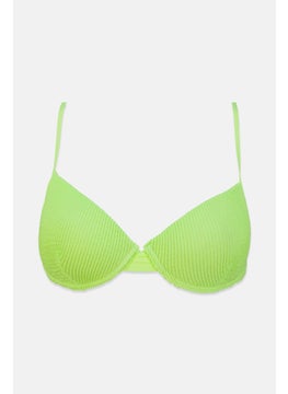 اشتري Women Padded Textured Adjustable Strap Bikini Top, Neon Lemon في السعودية