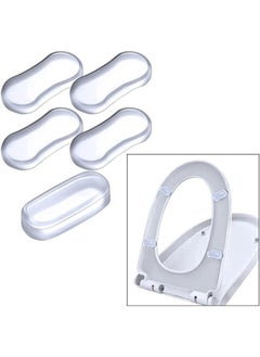 اشتري 5pcs Toilet Cover Rubber Bumpers Universal Seal Strong Adhesive Toilet Bumpers Use for Home Transparent في مصر