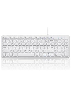 Buy 213W Wired Quiet USB Scissor Keyboard - 14.45x4.76x0.70 Inches - Compact Design with Number Pad - White - US English in UAE