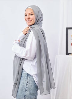 Buy Plain Wide Crinckled Chiffon Lava Gray For Women in Egypt