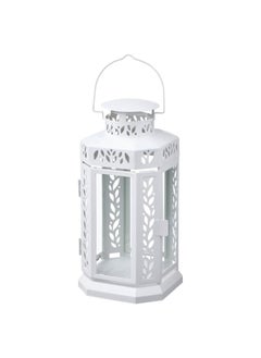 اشتري Lantern for block candle, in/outdoor, white, 28 cm في السعودية