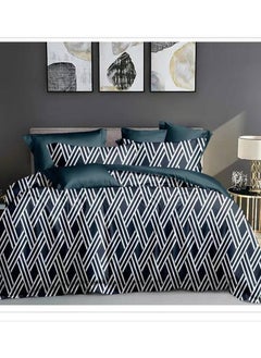 Buy King Size 6 Piece Duvet Cover Set Contemporary Leaf Print Bedding Sets, Smooth Cotton Material Modern Geometric Print in UAE