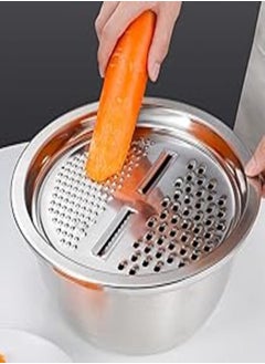 Buy DELITLS 3 in 1 Vegetable Cutter, Multipurpose Kitchen Graters Cheese Grater with Stainless Steel Drain Basin Basket, Fine Strainer, Vegetable Slicer for Vegetables Fruits in Egypt