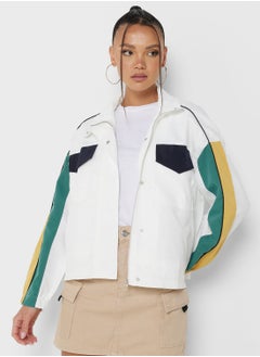 Buy Colorblock Detail Varsity Jacket in UAE