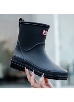 Buy 2023 Mid-Calf Ladies Rain Boots Non-Slip Black no velvet in Saudi Arabia