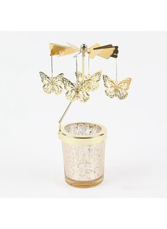 Buy Spinning Candle Holder with Cup, Golden Rotating Candlestick Set for Birthday Party, Home Table Decorations, Favor Gift (Butterfly ) in Saudi Arabia