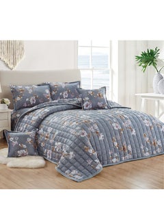 Buy 4 Pieces Velvet Comforter set for All Season Single Size 160x210 Cm Bedding Set Double Side Square Stitched Heavy Floral Pattern Multicolour in Saudi Arabia