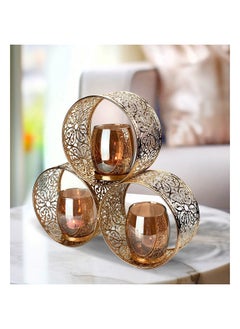 Buy Medalion Metal Candle Holder Titanium 31X7X29.5 Cm Gold in UAE