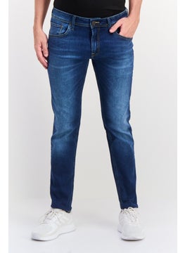 اشتري Men Skinny Fit Washed Stretchable Denim, Navy Blue في الامارات