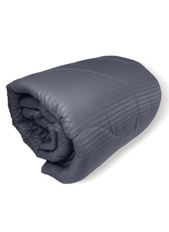 Buy Dark Grey Duvet Insert Quilted Plain Cotton 200x220cm in UAE