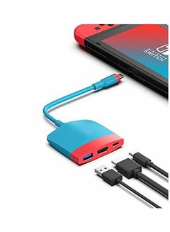 اشتري محول الفيديو ، من أجل Nintendo Switch OLED ، محطة إرساء شحن محمولة للتلفاز مع HDMI و USB 3.0 ، مجموعة قاعدة قاعدة بديلة من نوع C إلى محول تلفاز HDMI ، لجهاز MacBook Pro Air (أحمر أزرق) في الامارات