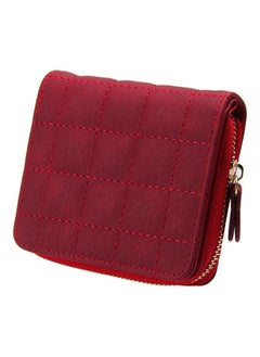 Buy Plaid Lines Detailed Short Wallet Red in UAE