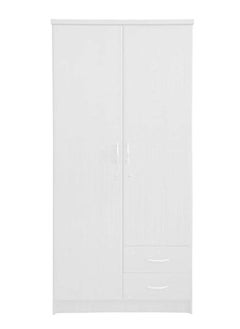 Buy 2 Door Wooden Wardrobe Cabinet , Cupboard Engineered Wood Perfect Modern Stylish Heavy Duty White Color in UAE