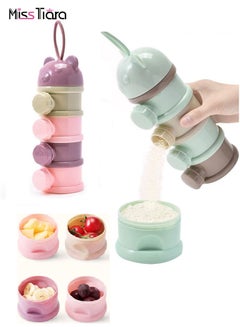 Buy 2 Pcs 4 Layers Portable Non-Spill Stackable Baby Snack Storage case Milk Powder Formula Dispenser Container for Travel in UAE