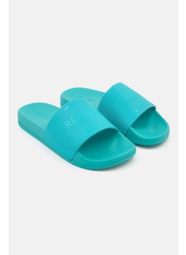 Buy Women Setia Logo Slip On Slide Slippers, Turquoise in Saudi Arabia