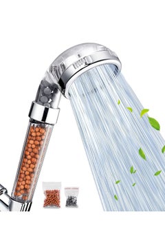 اشتري Original Tycom Shower Head Eco Power High Pressure Water Softener Filtered Handheld Showerhead with Spa like Ionic beads for Dry Skin & Hair - 3 Spray Settings Basic في الامارات