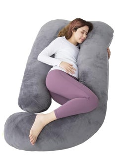 اشتري Pregnancy Pillow for Sleeping, Grey G-Shaped Full Body Pillow and Maternity Support with Replaceable and Washable Velvet Cover ﻿ في الامارات