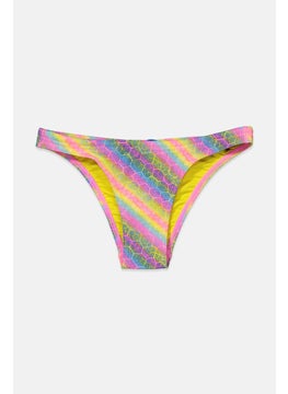 Buy Women Graphic Print Bikini Bottom, Pink and Yellow in Saudi Arabia