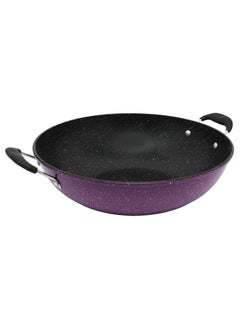 اشتري Non-Stick Granite Wok 2 Side Handle 32Cm Black/Purple في السعودية