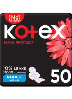 Buy Kotex Maxi Comfort & Clean Normal Size Sanitary Napkins with Wings - 50 Pieces in Saudi Arabia