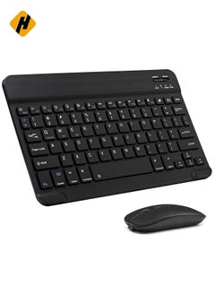 Buy Ultra-Slim Bluetooth Keyboard and Mouse Combo Rechargeable Portable Wireless Keyboard Mouse Set for Apple iPad iPhone iOS 13 and Above Samsung Tablet Phone (Black) in UAE