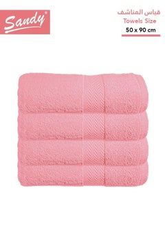 اشتري Sandy Premium Hotel Quality Hair Towel 100% Cotton Made in Egypt, Soft Quick Drying and Highly Absorbent (4 Pack - 50x90 cm) - Silver Pink في السعودية