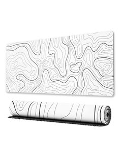 Buy Milatech Large Gaming Mouse Pad with Stitched Edges, Minimalist Topographic Map Desk Mat, Extended XL Mousepad with Anti-Slip Base, Cool Desk Pad for Keyboard and Mouse, 31.5 x 11.8 in, White in Saudi Arabia