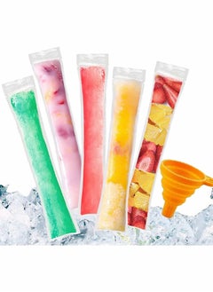 Buy 200 PCS Disposable Ice Popsicle Mold Bags, BPA Free Pop Pouch with A Funnel for Yogurt, Candy, Cream Party Favors in UAE