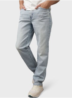 Buy Light Wash Essential  Straight Fit Jeans in Saudi Arabia