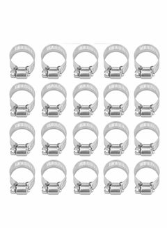 اشتري Hose Clamp Set, Adjustable 304 Stainless Steel Worm Gear Hose Clamps for Pipe, Intercooler, Plumbing, Tube, Fuel Line, Automotive and Mechanical Applications 20 Pcs, 32-44 Mm في الامارات