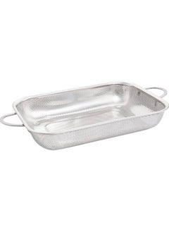 Buy Stainless Steel Rectangle Food Strainer With Handle 30x22x5 CM - Silver in Egypt