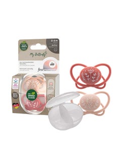 Buy My Butterfly Soother With Sterilizer Box, Extra Flat Silicone Teat, Breastfeeding Friendly And Orthodontic, Pink, Size 1 For 0M+, Pack Of 2 in UAE