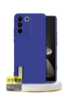 Buy Liquid Silicone Ultra Thin Phone Stylish Case Cover For Vivo V27 2023 Navy Blue in Saudi Arabia